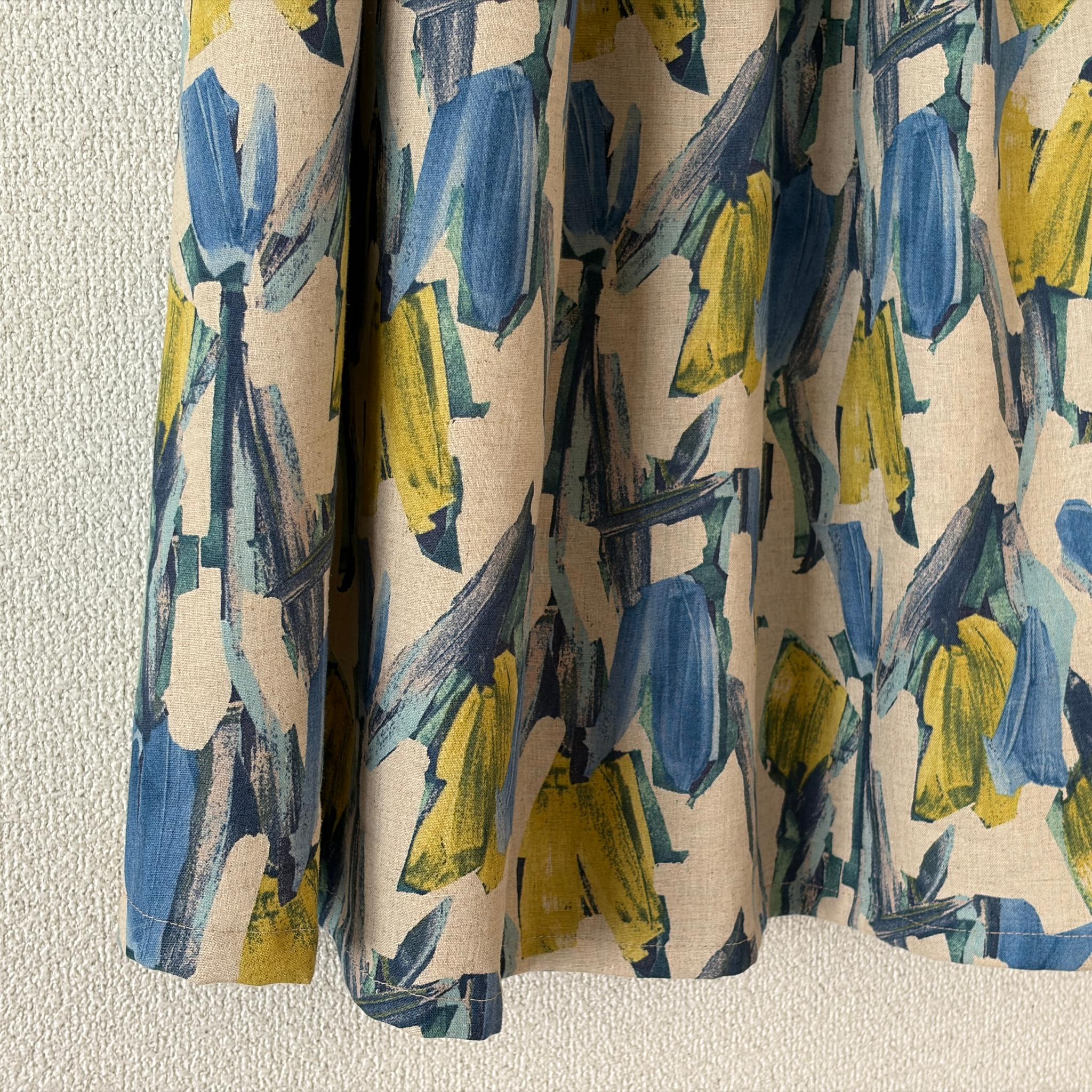 【2026新作】柔らかな麻綿スカート♪絵の具で描いた様な主役になるギャザースカート♪ベージュ | 14枚目