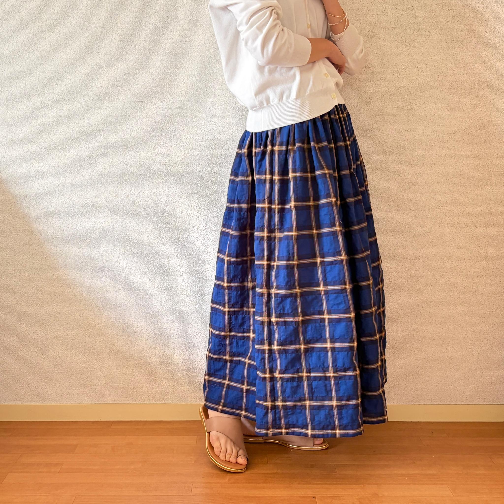 【2026 新作】播州織オーガニック生地　織りに表情がある大人のチェックスカート　春〜秋まで◎ ウエスト変更可 | 11枚目
