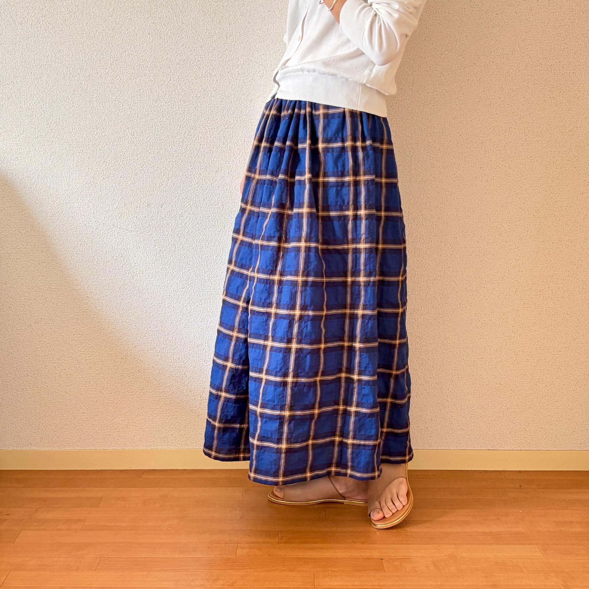 【2026 新作】播州織オーガニック生地　織りに表情がある大人のチェックスカート　春〜秋まで◎ ウエスト変更可 | 12枚目