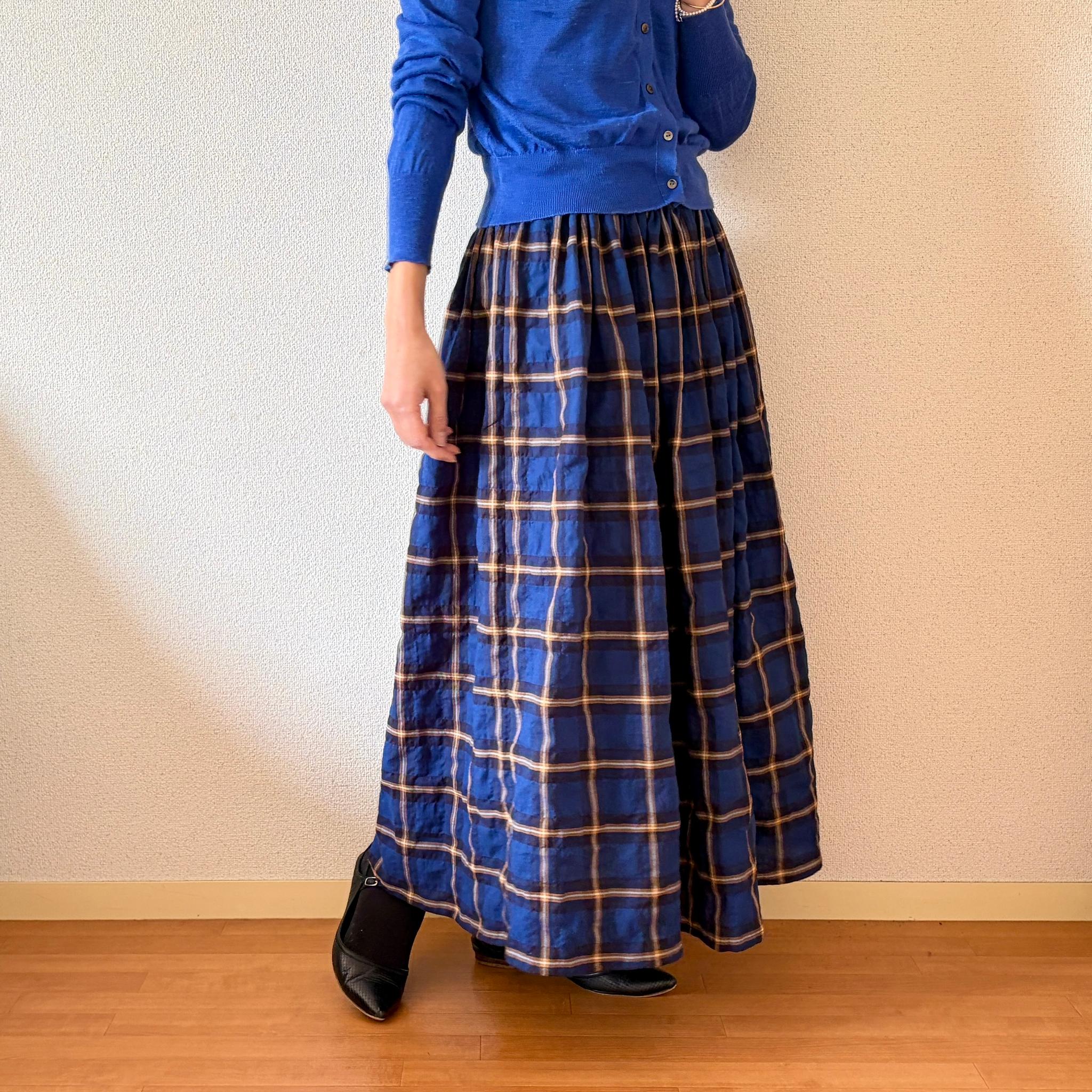 【2026 新作】播州織オーガニック生地　織りに表情がある大人のチェックスカート　春〜秋まで◎ ウエスト変更可 | 5枚目