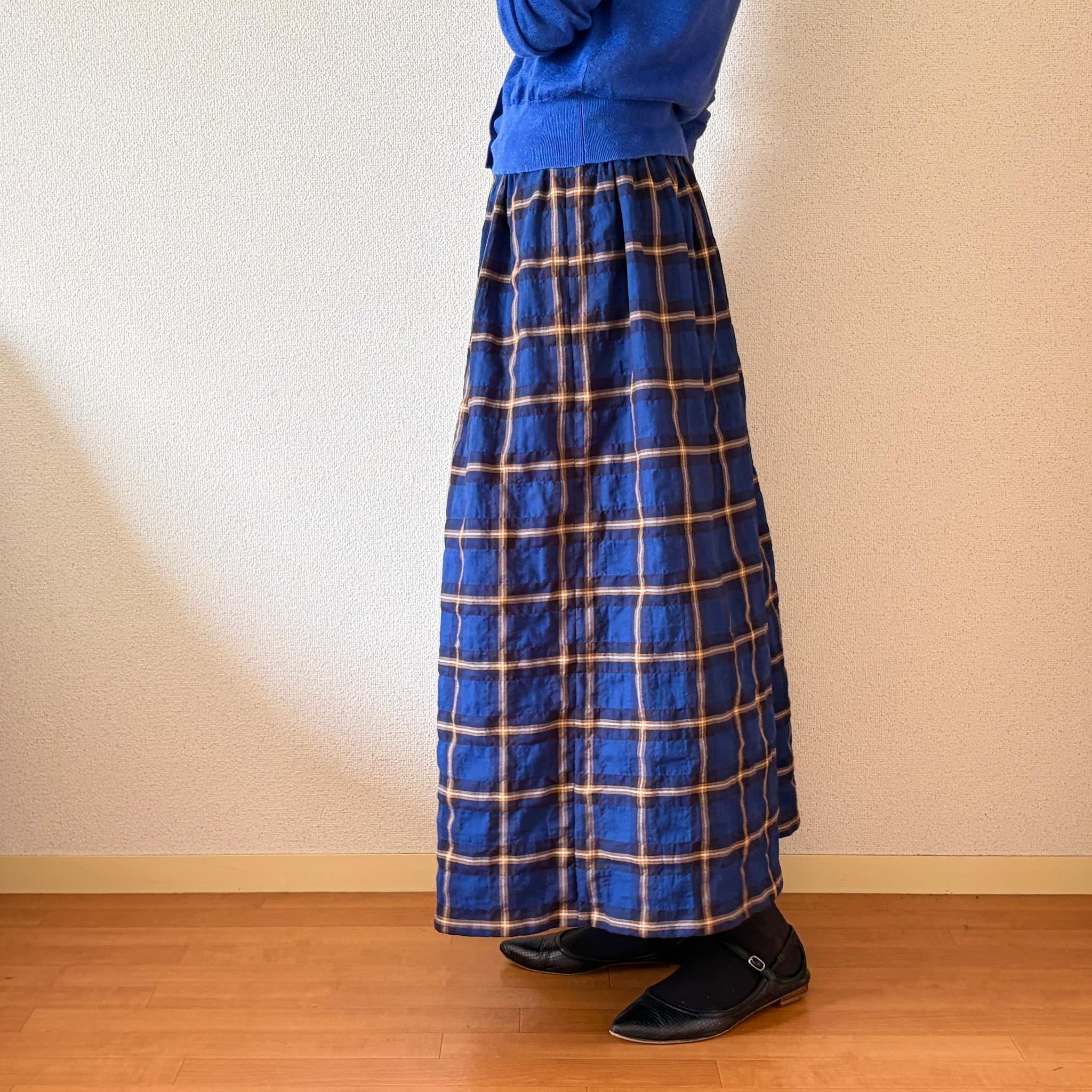 【2026 新作】播州織オーガニック生地　織りに表情がある大人のチェックスカート　春〜秋まで◎ ウエスト変更可 | 7枚目