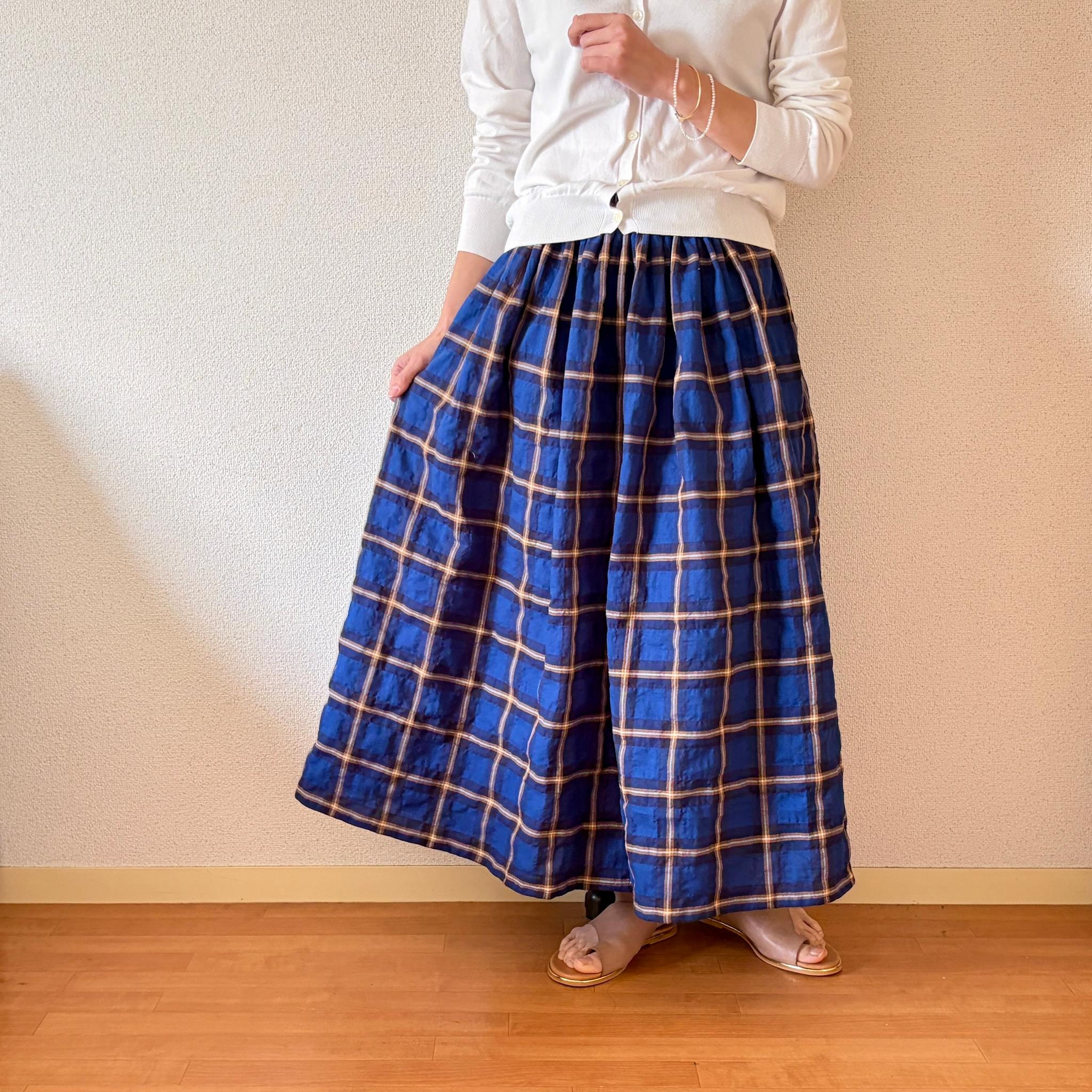 【2026 新作】播州織オーガニック生地　織りに表情がある大人のチェックスカート　春〜秋まで◎ ウエスト変更可 | 9枚目