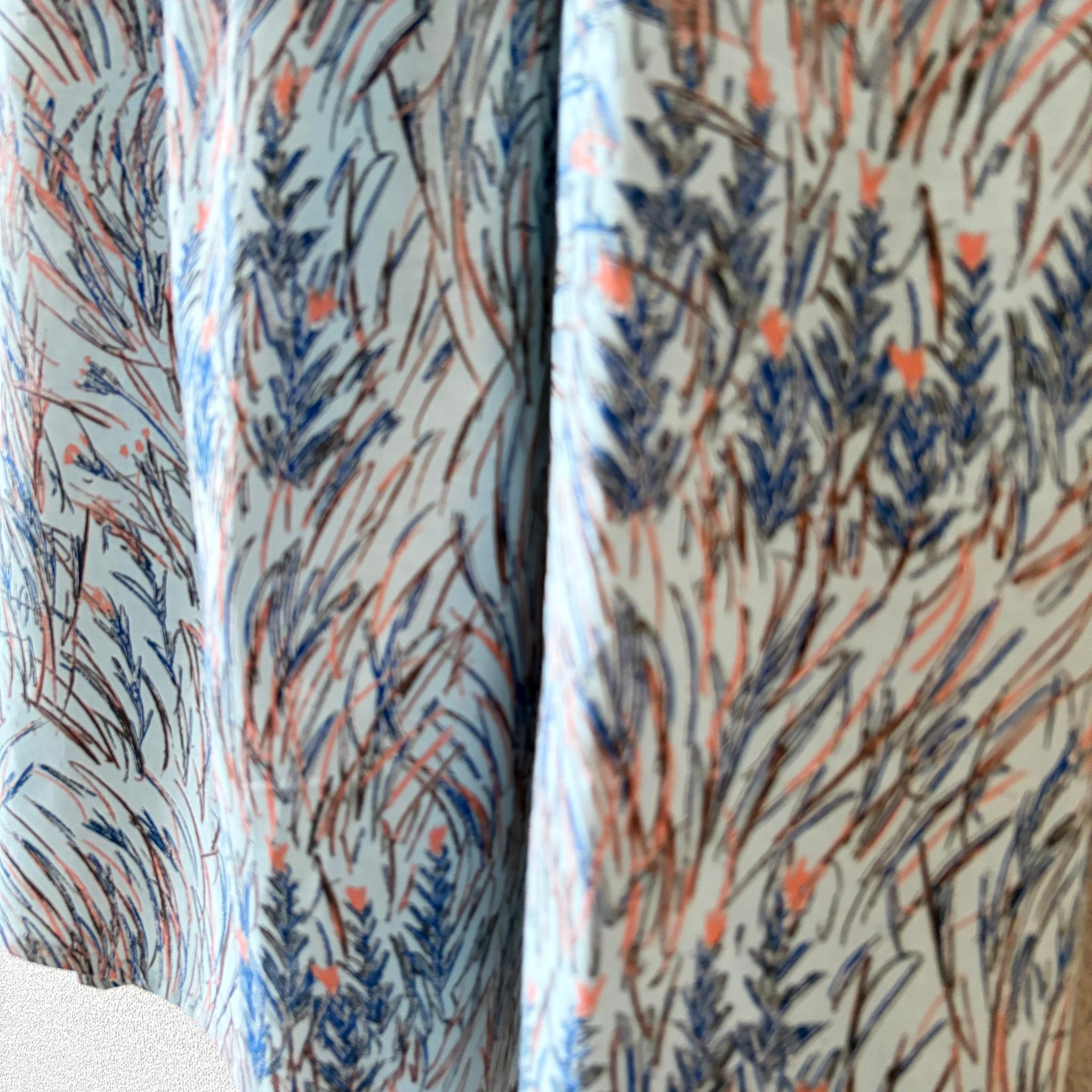 【2026春新作】春〜秋まで◎テキスタイルデザイナーズ生地　コットンリネン　ブルー　ウエスト変更可 | 14枚目