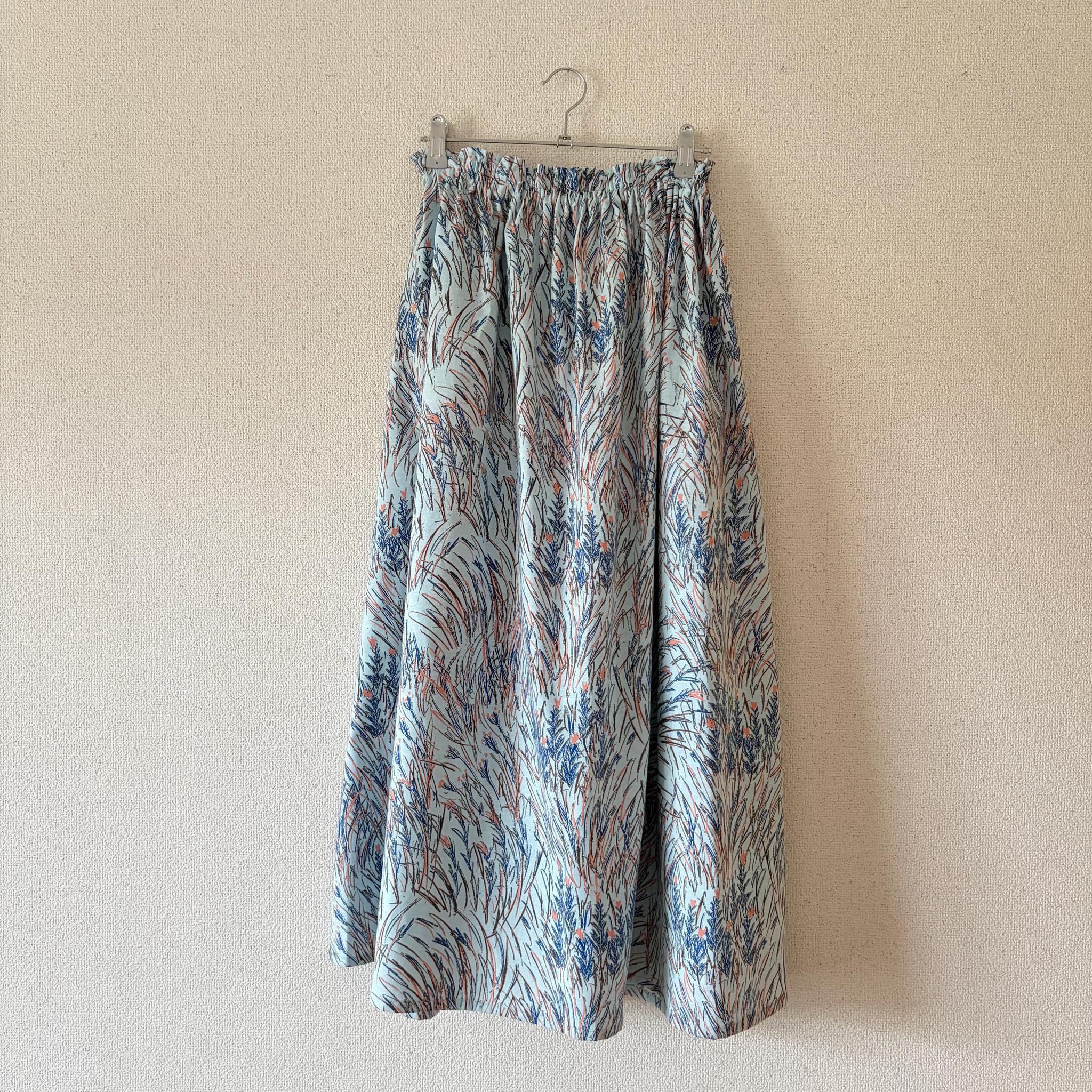 【2026春新作】春〜秋まで◎テキスタイルデザイナーズ生地　コットンリネン　ブルー　ウエスト変更可 | 10枚目