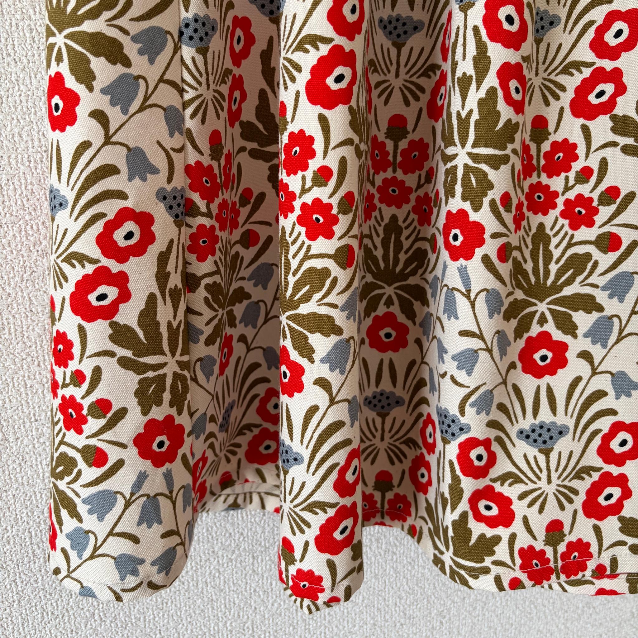 【2026春新作】一年を通して◎大人気ボタニカル柄スカート　キナリ×レッド　ウエスト変更可 | 16枚目