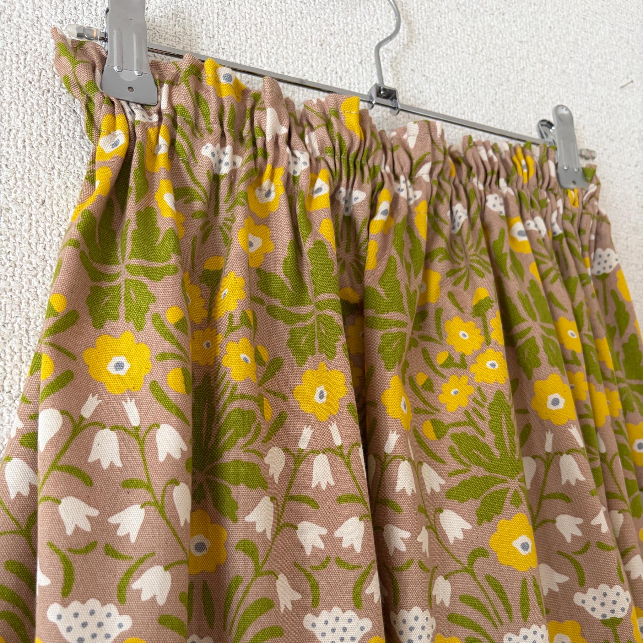 【2026春新作】一年を通して◎大人気ボタニカル柄スカート　ベージュ×イエロー　ウエスト変更可 | 14枚目