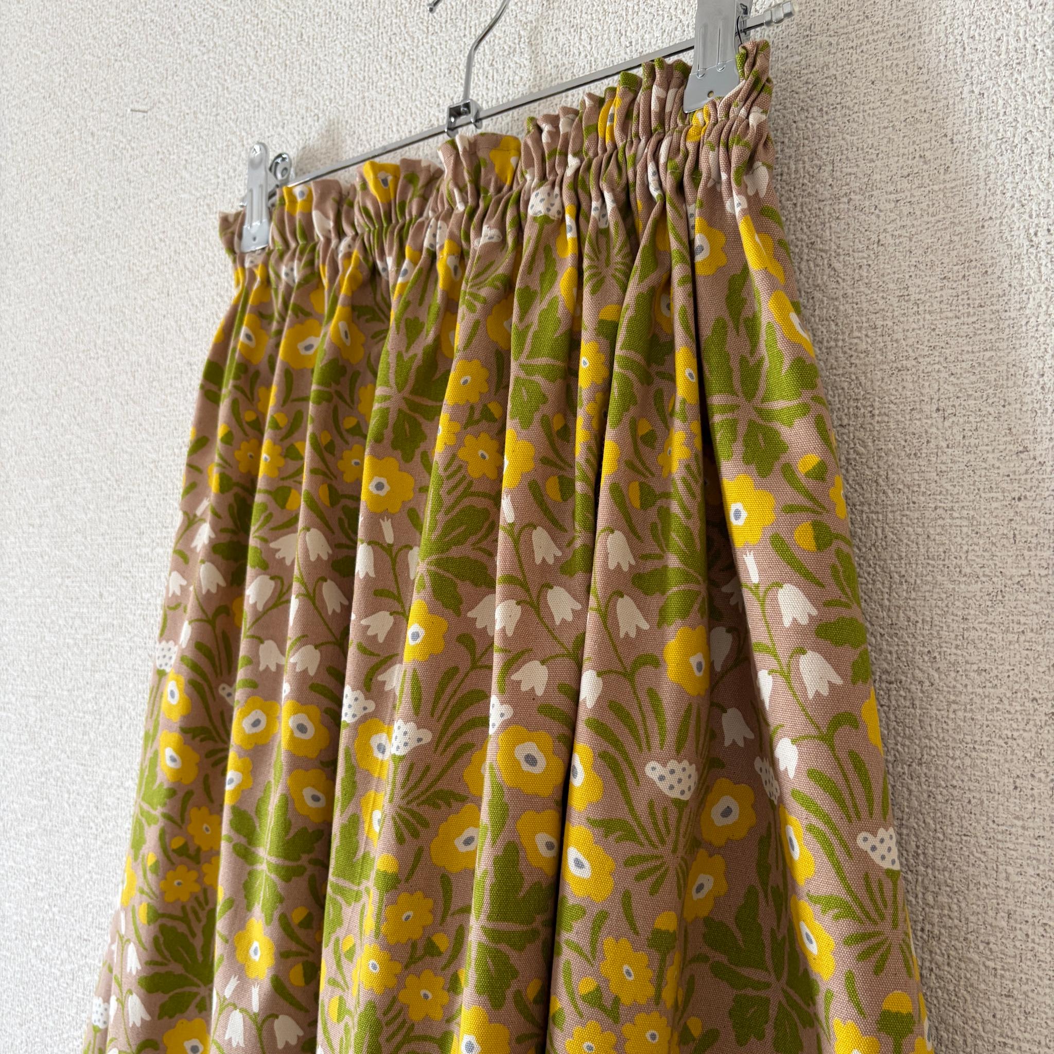 【2026春新作】一年を通して◎大人気ボタニカル柄スカート　ベージュ×イエロー　ウエスト変更可 | 15枚目