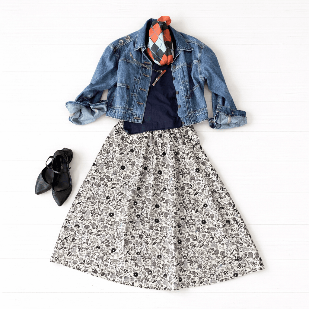 【2026新作】《ウエストすっきりスカート》S〜4Lウエスト無料変更可♪ ボタニカルスカート　ホワイト | 6枚目