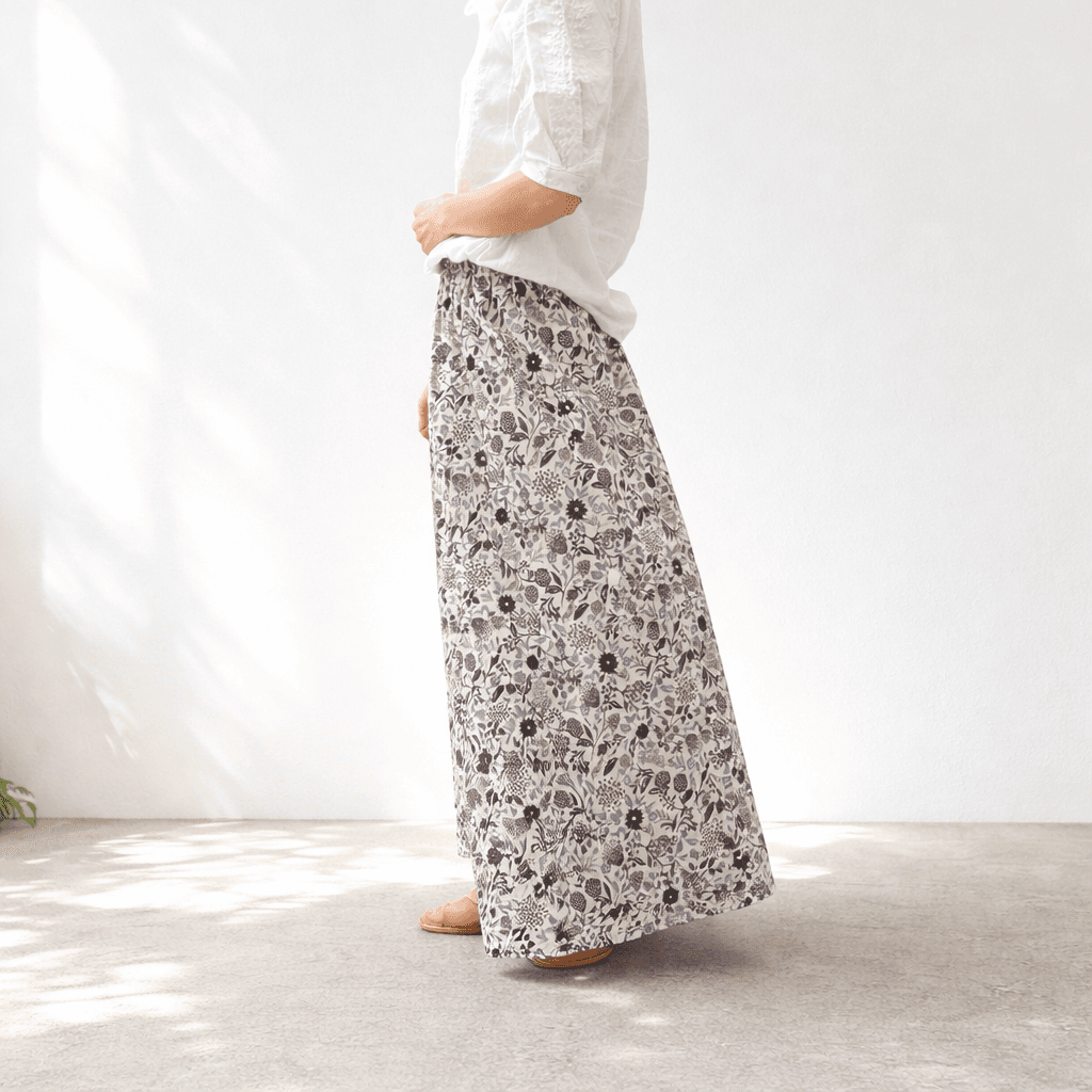 【2026新作】《ウエストすっきりスカート》S〜4Lウエスト無料変更可♪ ボタニカルスカート　ホワイト | 9枚目