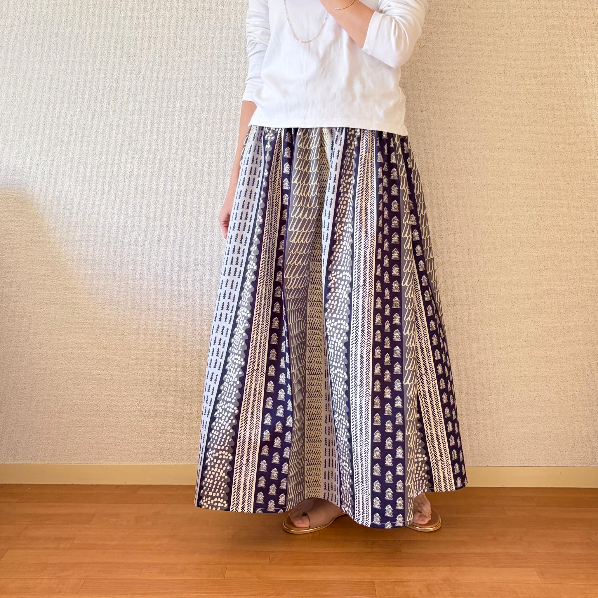 【2026新作】一年中楽しめる♪北欧テキスタイル ギャザースカート グレー | 12枚目