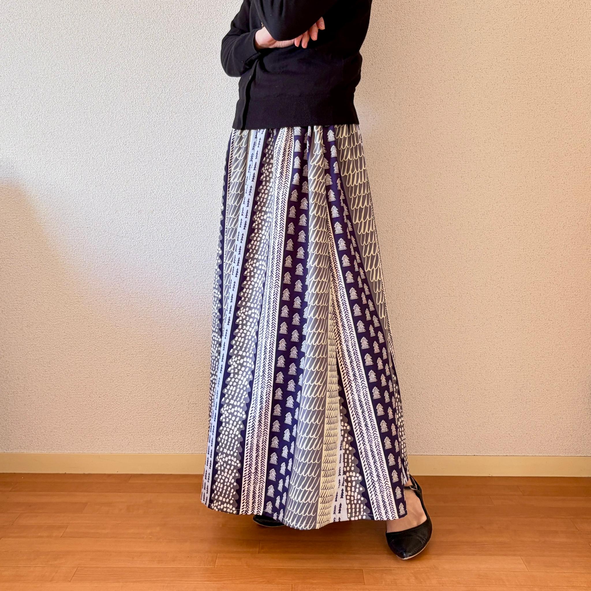 【2026新作】一年中楽しめる♪北欧テキスタイル ギャザースカート グレー | 7枚目