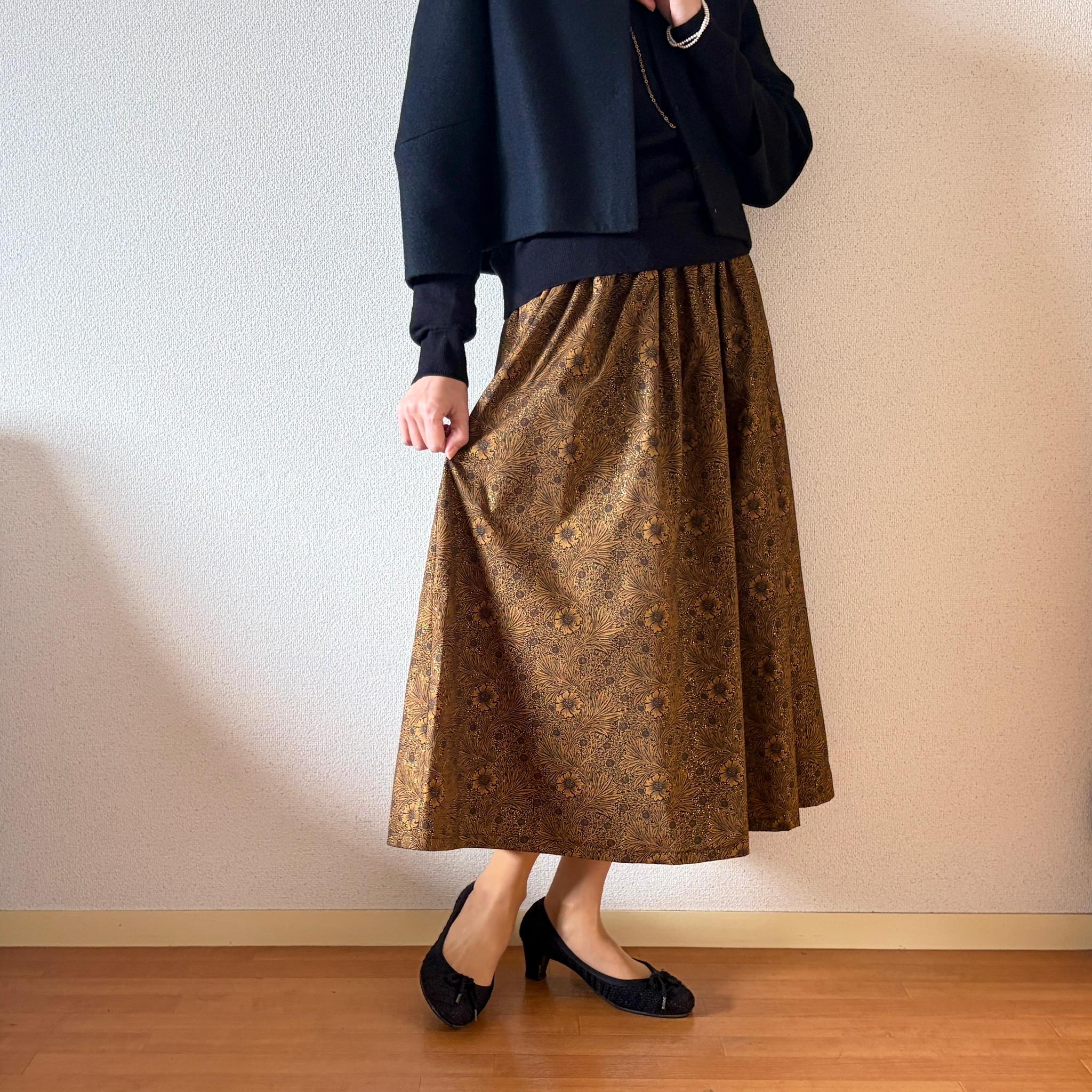 【2026新作】V&A ウィリアム・モリス ♪オケージョンにも使えるスカート♪ ブラック×ブラウン | 7枚目