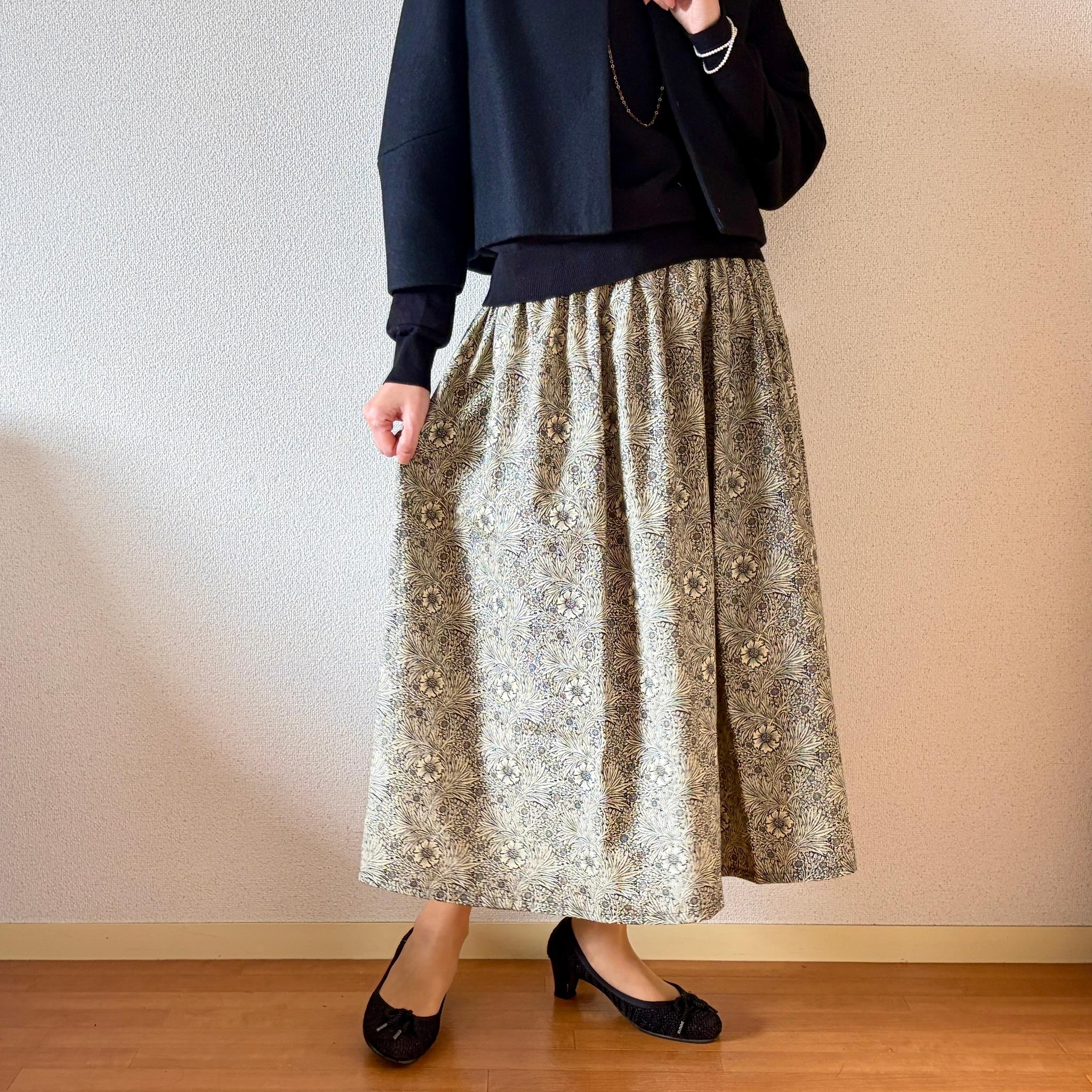 【2026新作】V&A ウィリアム・モリス ♪オケージョンにも使えるスカート♪ ブラック×ブラウン | 19枚目