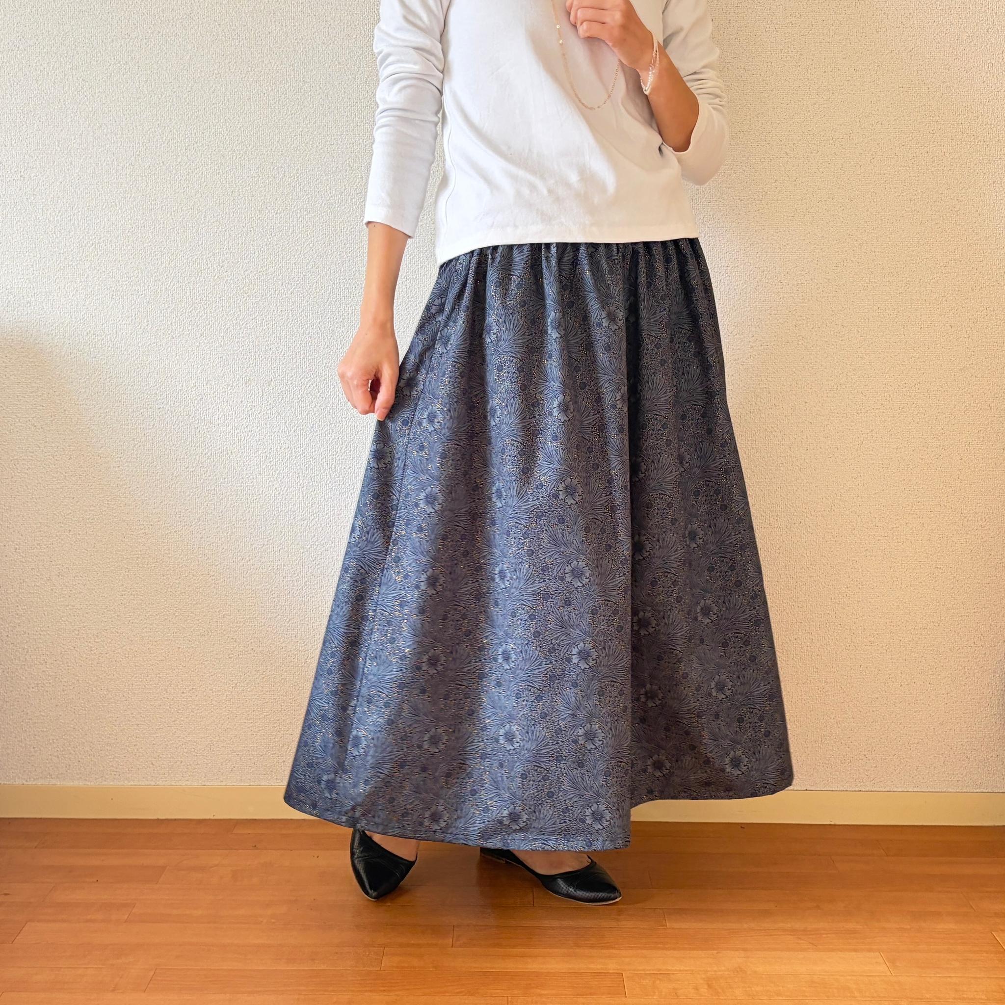 【2026新作】V&A ウィリアム・モリス ♪オケージョンにも使えるスカート♪ ネイビー×ブルー