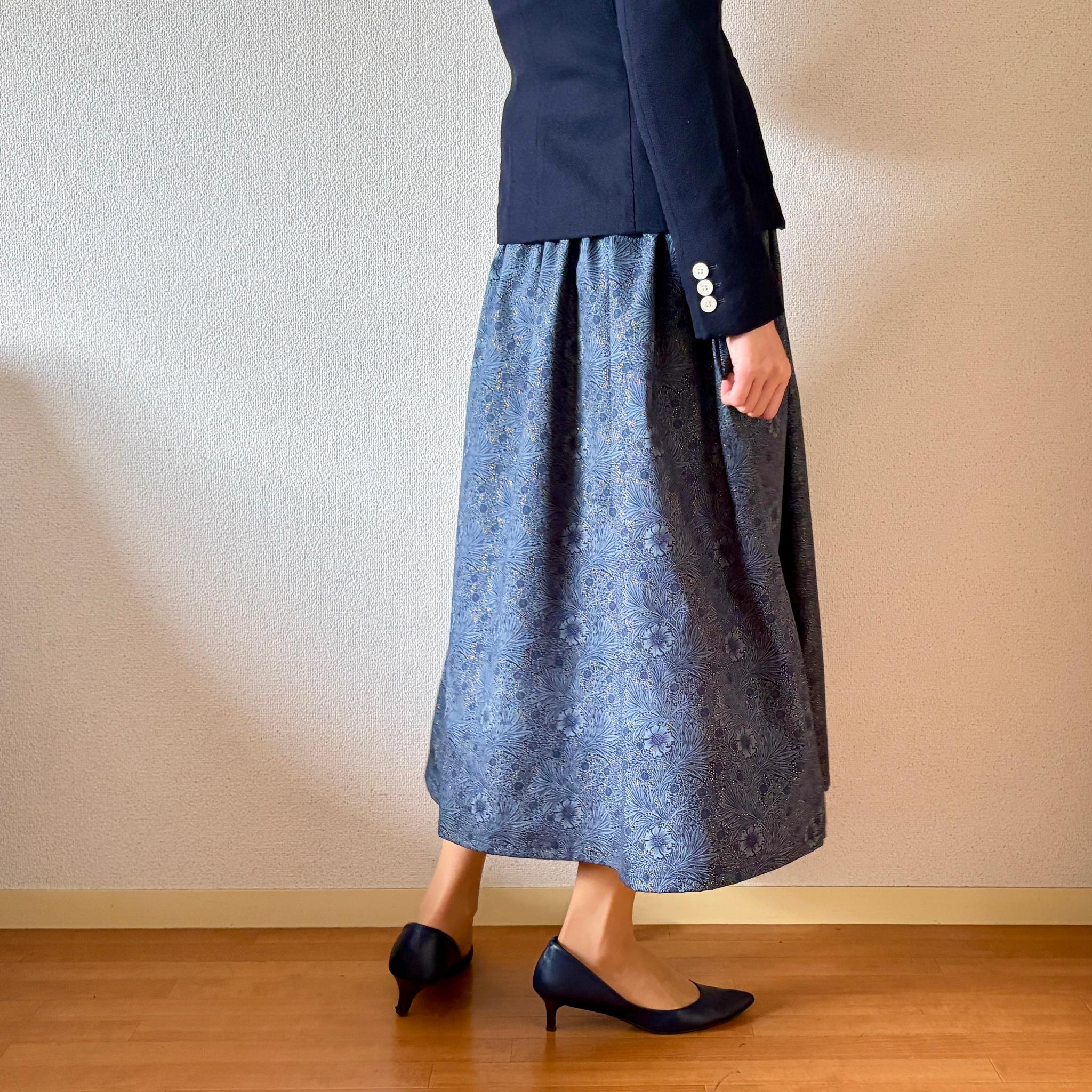 【2026新作】V&A ウィリアム・モリス ♪オケージョンにも使えるスカート♪ ネイビー×ブルー | 8枚目