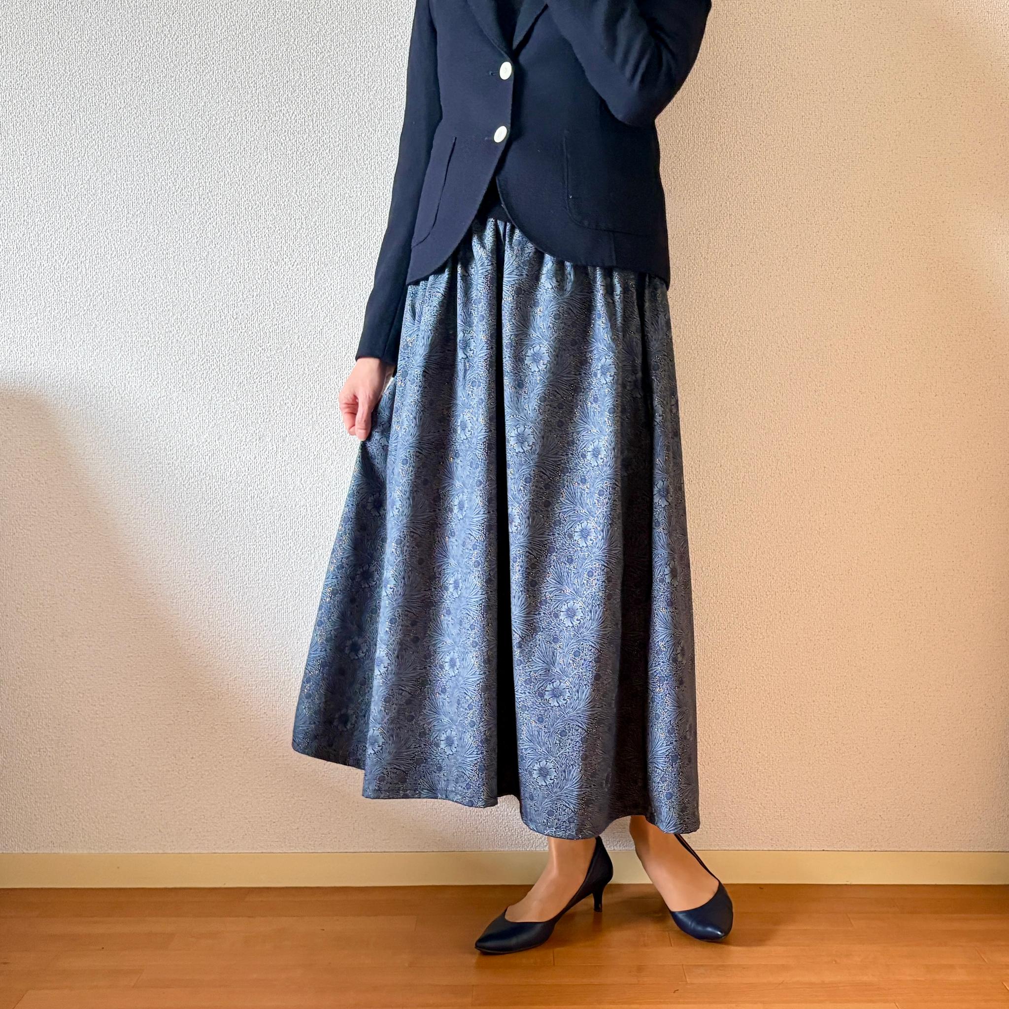【2026新作】V&A ウィリアム・モリス ♪オケージョンにも使えるスカート♪ ネイビー×ブルー | 11枚目