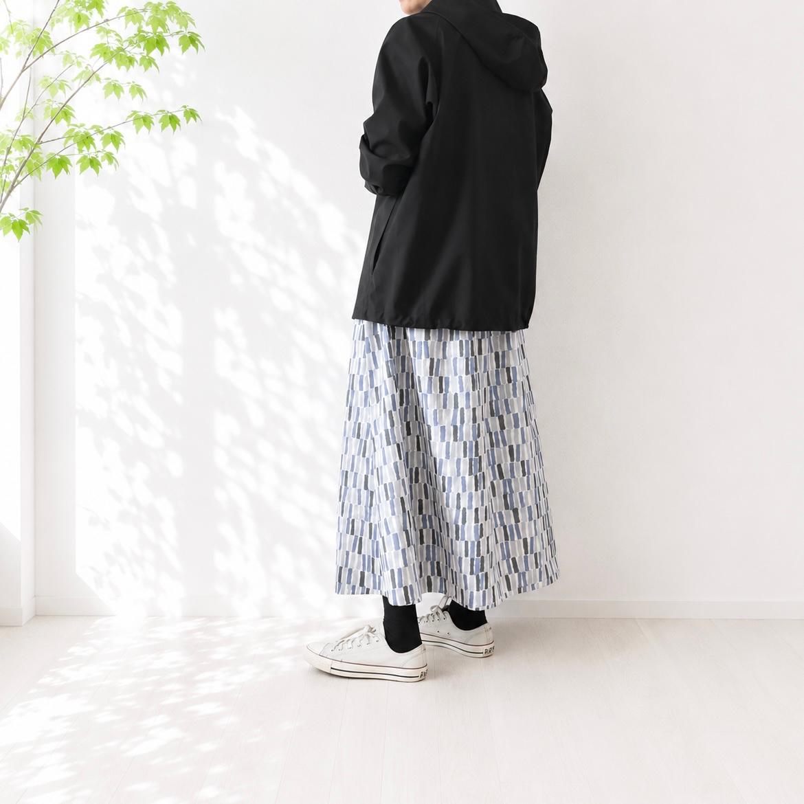 【新作】雨の日も、おしゃれに。水をはじく撥水生地 グレー 《ウエストすっきりスカート》S〜4Lウエスト無料変更 | 13枚目